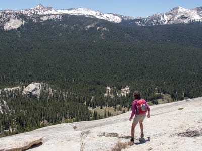 Eastern Sierra - North (June Lake, Lee Vining, Yosemite, and Bridgeport): Lolo on Treacherous Descent from Lembert Dome
