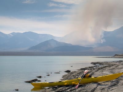 Tuolumne Meadows / Mono Lake: Yosemite Fires Smoke view from Paoha Island