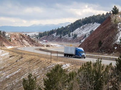 Nebraska to Wyoming: Trucks on Highest Point of Lincoln Highway