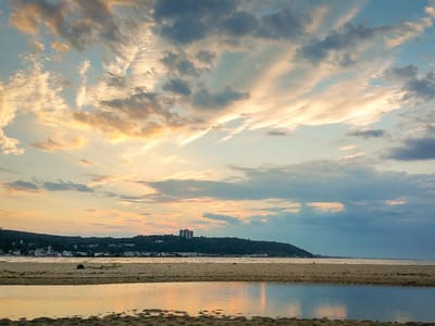 Flying back to our roots: Sunset over Sandy Hook Bay