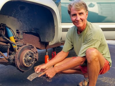 Breezewood, PA to Brother's House in New Albany: Rusty loose dust shield - Problem solved