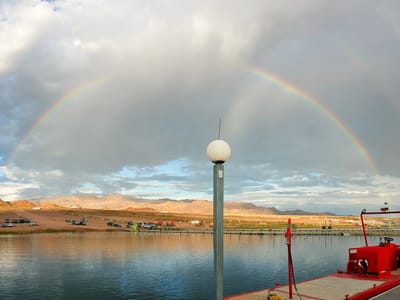 Lake Mead National Recreation Area: Rainbow (with no rain) by marina