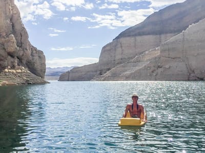 Lake Mead National Recreation Area: Herb relaxing in Cathedral Cove