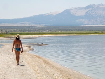 Mono Lake and Travertine Hot Springs (Bridgeport): Lolo exploring