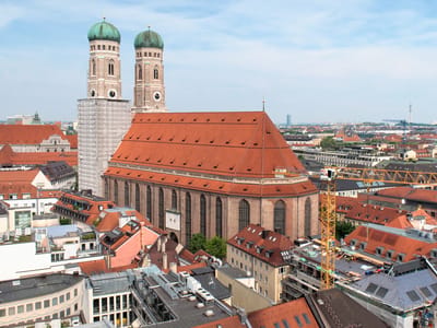 Munich: Frauenkirche from atop the Neues Rathaus