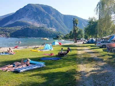 Lake Maggiore and the Borromean Islands: Campground beach on Lake Maggiore