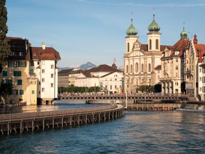 Lucerne: Twin onion-domed towers of the Jesuit Church