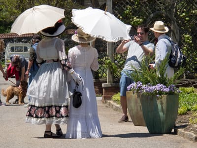 Blue Ridge Parkway to Ashville: Women in Period Costumes at Biltmore Estate