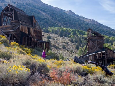 Bodie State Historic Park: Abandoned mine along the road to Bodie