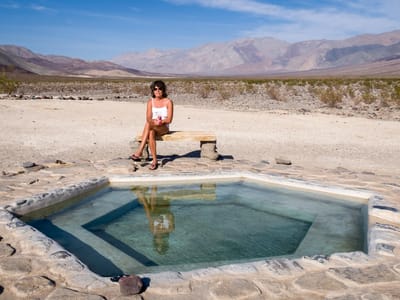 Death Valley - Saline Valley Warm Springs: Palm Oasis sunny pool