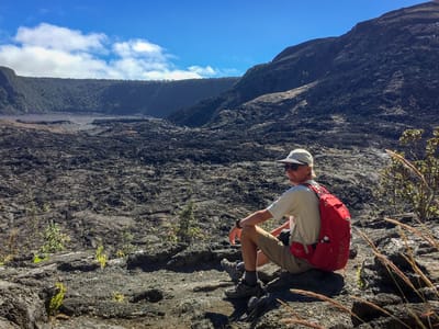Hilo (Big Island): Herb getting ready to descend into Kilauea Iki Crater