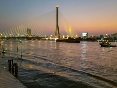 Bangkok: View of Chao Phraya River from In Love outdoor patio