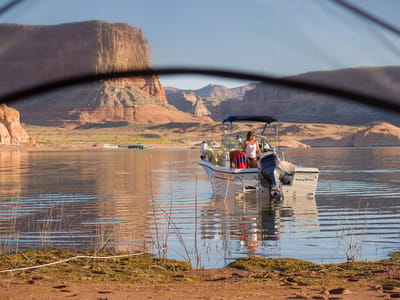 Lake Powell - Gunsight Canyon: View from tent in Gunsight Canyon