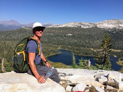 Tuolumne Meadows: Herb enjoying the view of Elizabeth Lake