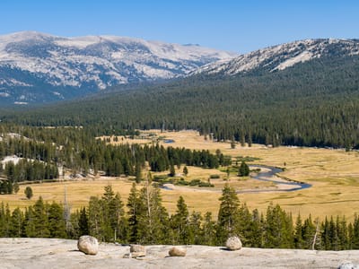 Tuolumne Meadows: View of Tuolumne Meadows from atop Pothole Dome
