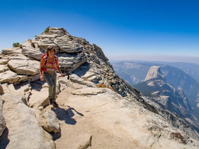 Tuolumne Meadows: Lolo escaping from the Clouds Rest summit