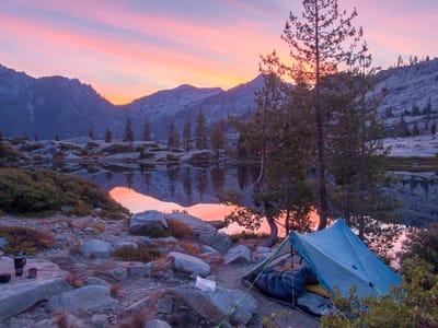 Upper Canyon Creek Lake to Boulder Creek Lakes: Our campsite at Boulder Creek Lakes
