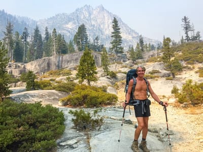 Sinks to Upper Canyon Creek Lake: Herb hiking up to Upper Canyon Creek Lake