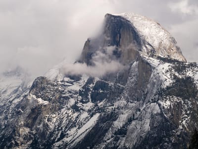 Yosemite Valley: It's snowing on Half Dome!!