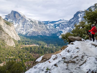 Yosemite Valley: Lolo contemplating the awesomeness of Yosemite