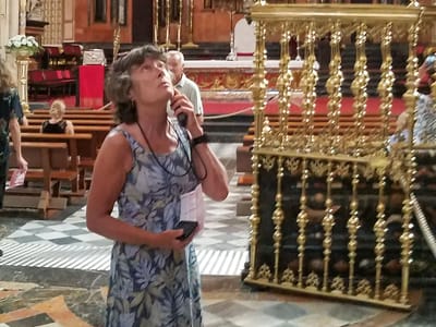 Cordoba and the Mezquita: Lolo in the cathedral portion of the Mezquita