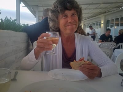 Camping Las Palmeras: Choosing to have our last dinner in the camper not in the camper