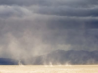 Alvord Desert: Dust devils forming on the playa