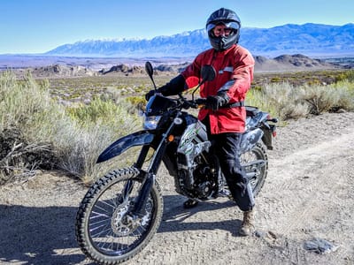 Bishop: Herb hits Buttermilk Road on Andrew's Kawasaki KLX 250