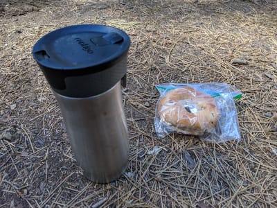 Yosemite Valley: The bagel and coffee I tried to bring Herb before eating it myself