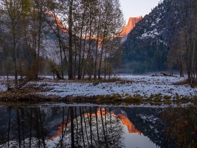 Yosemite Valley: Herb capturing alpenglow reflections