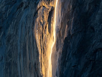 Yosemite Valley: October Firefall begins with a golden shield