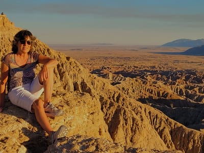 Anza-Borrego State Park: Lolo enjoying sunset at Fonts Point