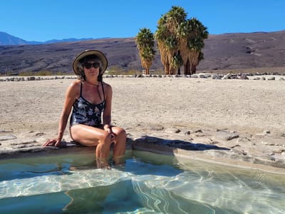 Death Valley: Lolo enjoying a soak before the hike