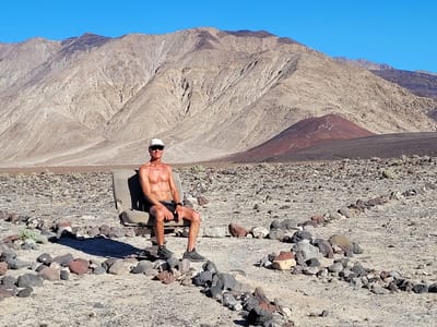 Death Valley: Random car set; Peace sign mountain in distance