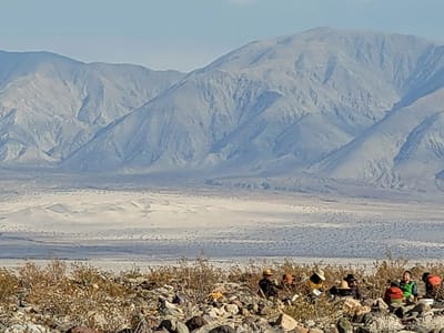Death Valley: View of remote Panamint Sand Dunes from the Panamint Springs Resort