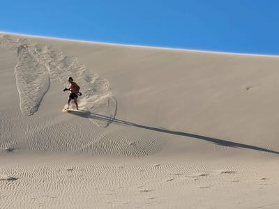 Death Valley: Tough getting down the steep sand