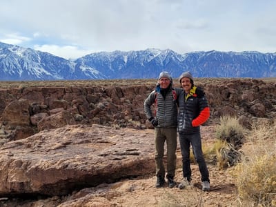 Bishop: Andrew and Herb atop the Volcanic Tablelands