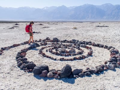 Death Valley: Lolo participating in the rock art