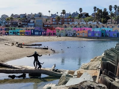 Capitola: Soquel Creek flowing through Capitola Beach
