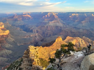 Grand Canyon - South Rim: Herb and tripod photographing Sunrise at Yaki Point