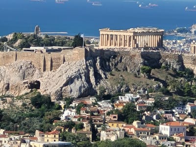 Athens: View of the Acropolis from top of Lycabettus Hill