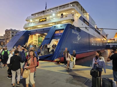 Mykonos and Delos: Our early morning ferry to Mykonos