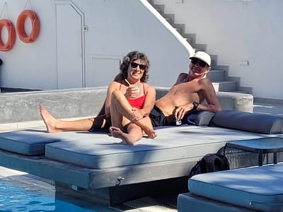 Santorini: Chill time by the pool