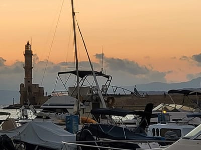 Crete: Sunset over Chania's Venetian Horbor