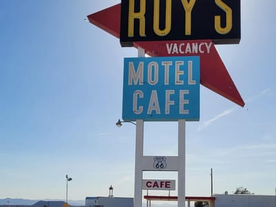 Route 66 quirky stops, Barstow, and Home: The famous Roy's Cafe