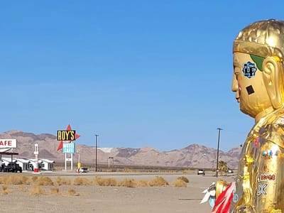 Route 66 quirky stops, Barstow, and Home: Buddha at Roy's