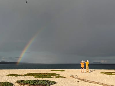 Mosquera Island: Well-timed rainbow