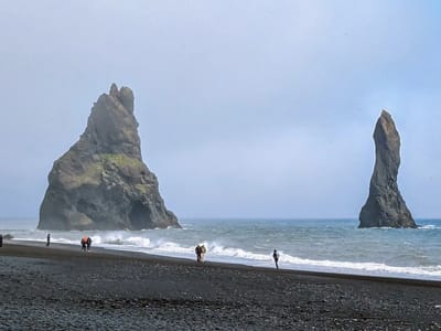 Vik - Dyrhólaey and Reynisfjara Black Sand Beach: Reynisrangar iconic basalt sea stacks