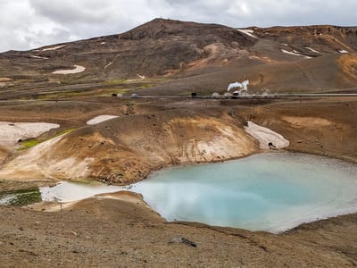 Lake Mývatn Geothermal Area: Geothermal Plant behind Viti Crater
