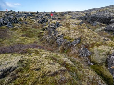 Snæfellsnes peninsula - Skarðsvík Beach and Svörtuloft lighthouse.: Skarðsvík Lava Fields